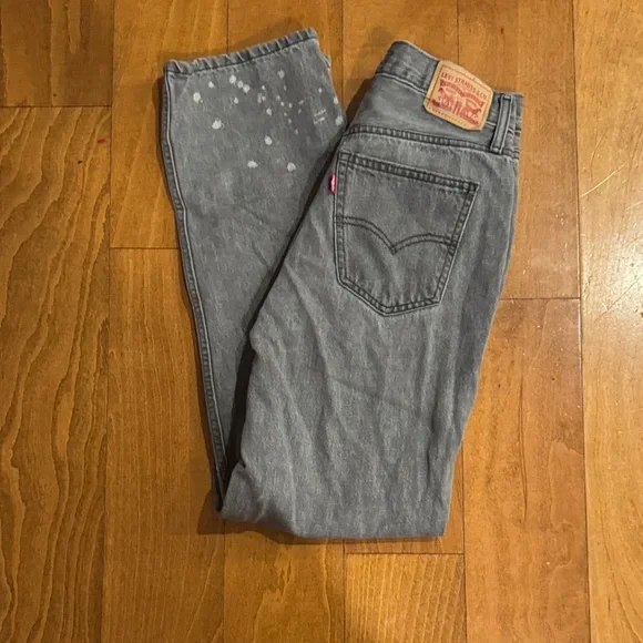 Custom Levi's Gray Straight Jeans with Butterfly Art 90’s Grunge Low Pro Straigh - Picture 5 of 5